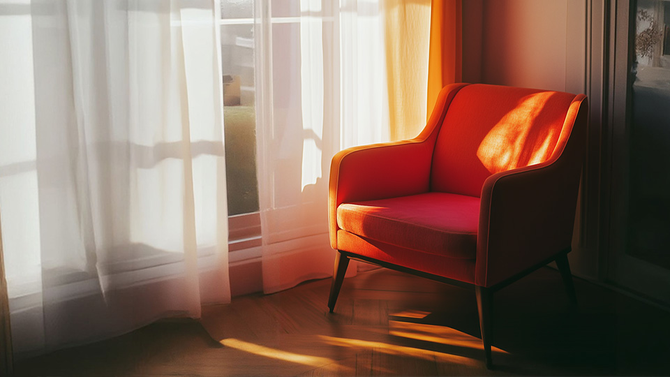 Sunlit orange armchair
